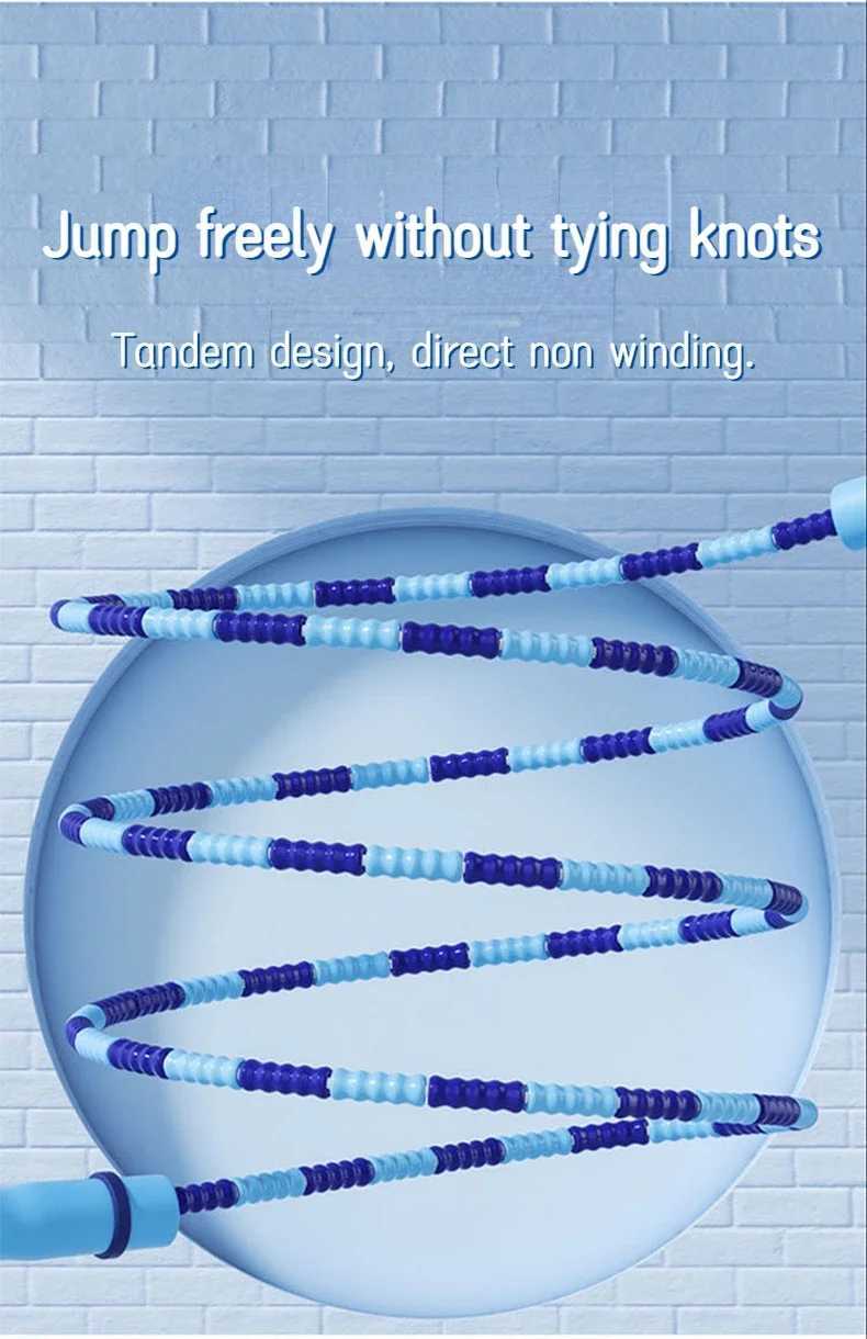 2.8m soft bead PVC rope silicone sliding rope suitable for infants children womens sports Fitn jumping rope adjustable bamboo bead giant ropeW241101