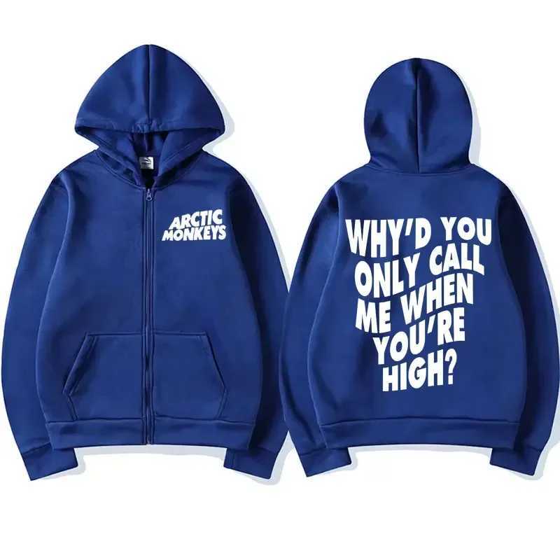 Why do you only call me when youre excited about the Arctic monkey zip up hoodie? Zipper sweatshirt mens hip-hop fashion jacket hooded X241031