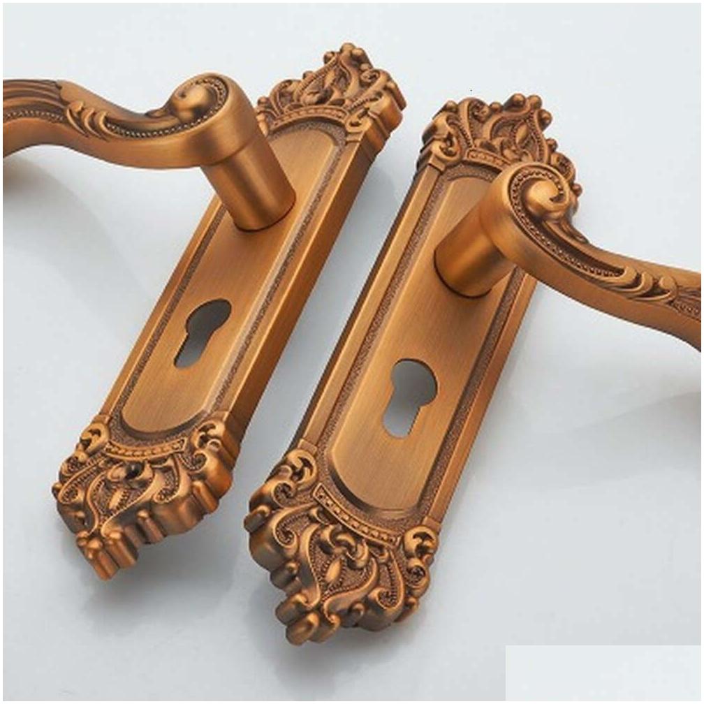 Other & New Vintage Mute Room Aluminum Alloy Interior Door Handle European Style Antitheft Gate Lock Furniture Hardware Drop Delivery Otpuk