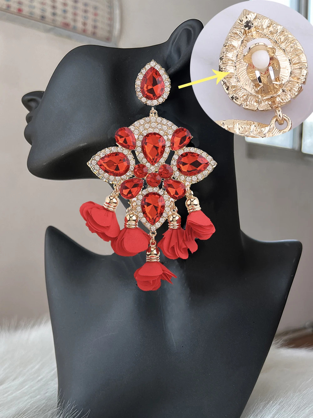Indian womens earrings bohemian colored floral fringe earrings rhinestone pendant crystal statement earrings jewelry 241031