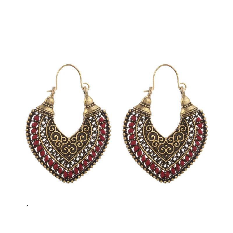 Vintage Statement Ethnic Boho Earrings For Women Heart Shape Bohemian Earings Jewelry Rope Wrap Handmade Drop Gift 241031