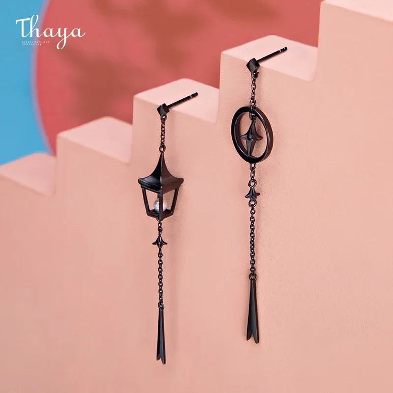 Thaya 100% S925 sterling silver womens pendant earrings retro pendant earrings pearl lamp fashionable earrings womens exquisite jewelry 241031