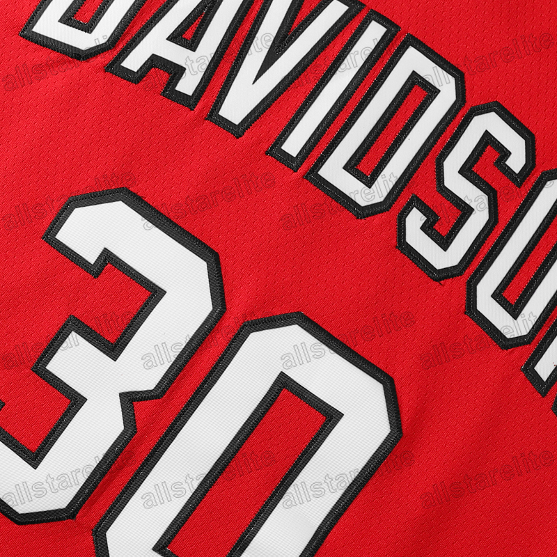 Davidson Number 30 Vintage Basketball Jersey Loose Fit 100% Polyester Sports with Embroidered Letters and Numbers Training Wear In Stock Red White
