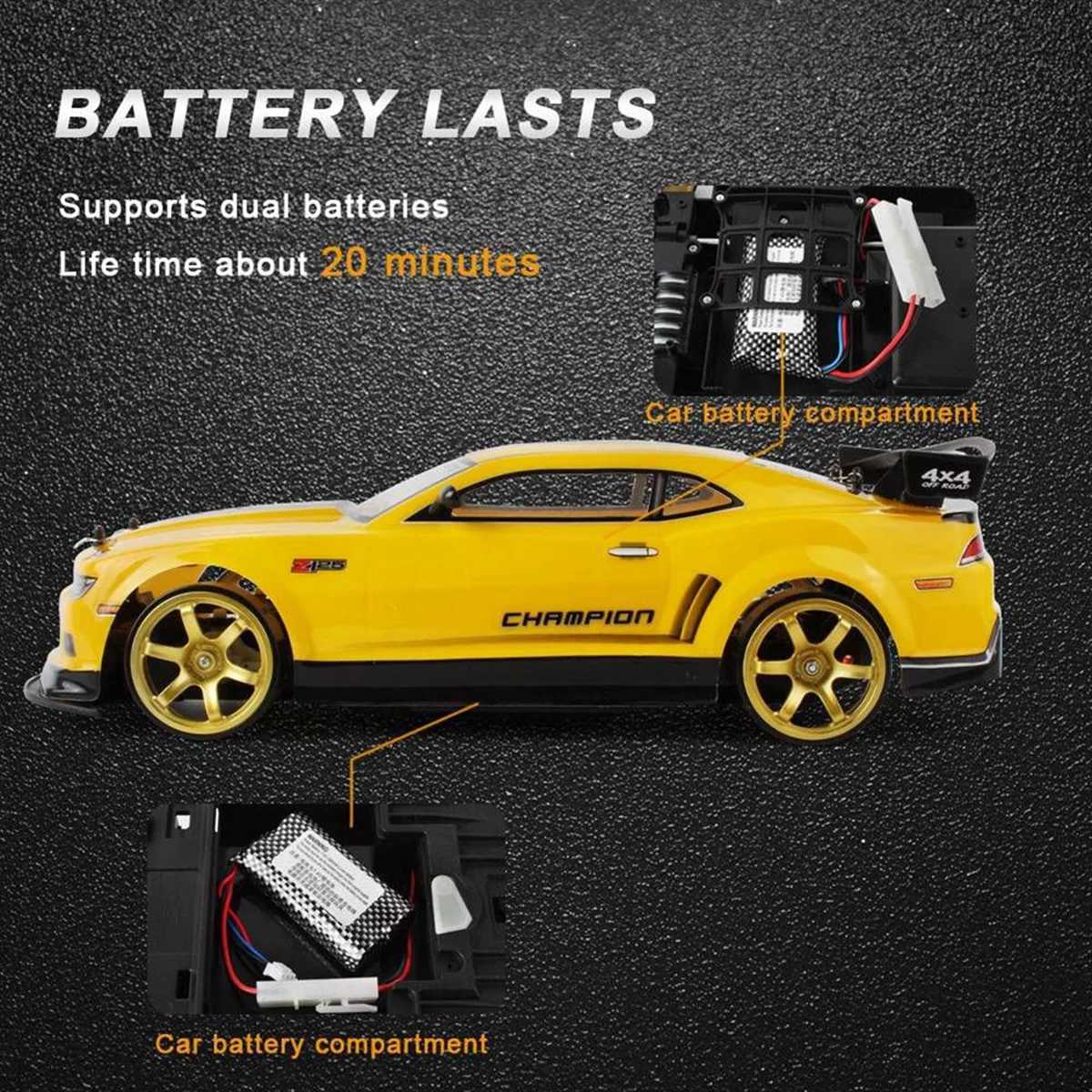 Free shipping 1 10 70Km/H 2.4G RC Car Drift Racing Championship 4WD Dual Battery Off road Wireless Remote Control Vehicle Toys and Gifts