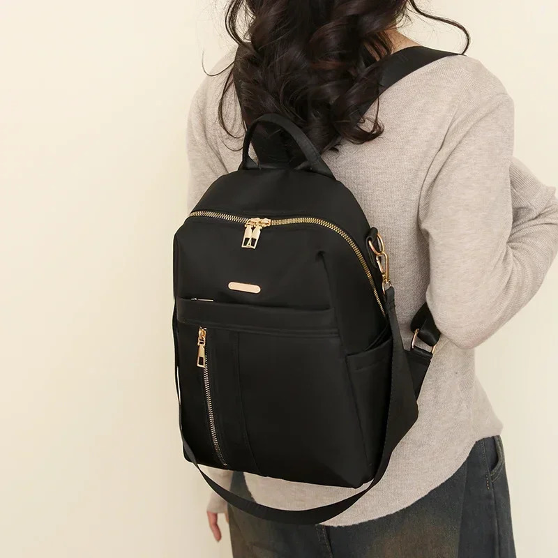 Zipper Nylon Backpacks for Women Interior Compartment Casual Backpack Large Capacity Versatile Bolso Mujer 241029
