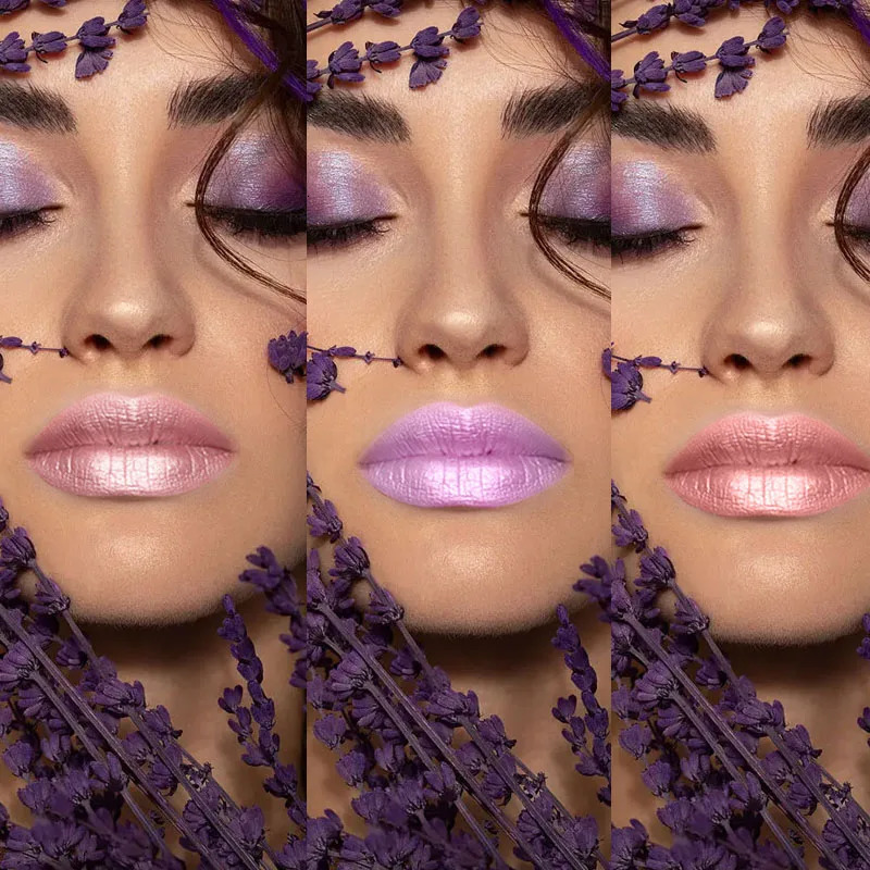 3 pieces of ious makeup womens waterproof lipstick drip set magic nude color glitter lipstick set matte and durable 241031