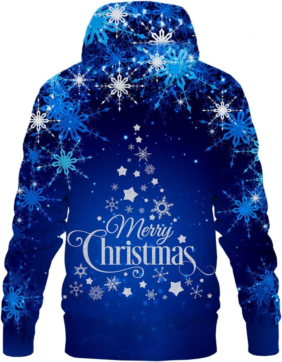 Hoodie for Mens Womens Unisex 3D Novelty Hoodies for Men Women Cool Graphic Pullover Sweatshirts with Pockets Graphic Trendy Warmth cool blue