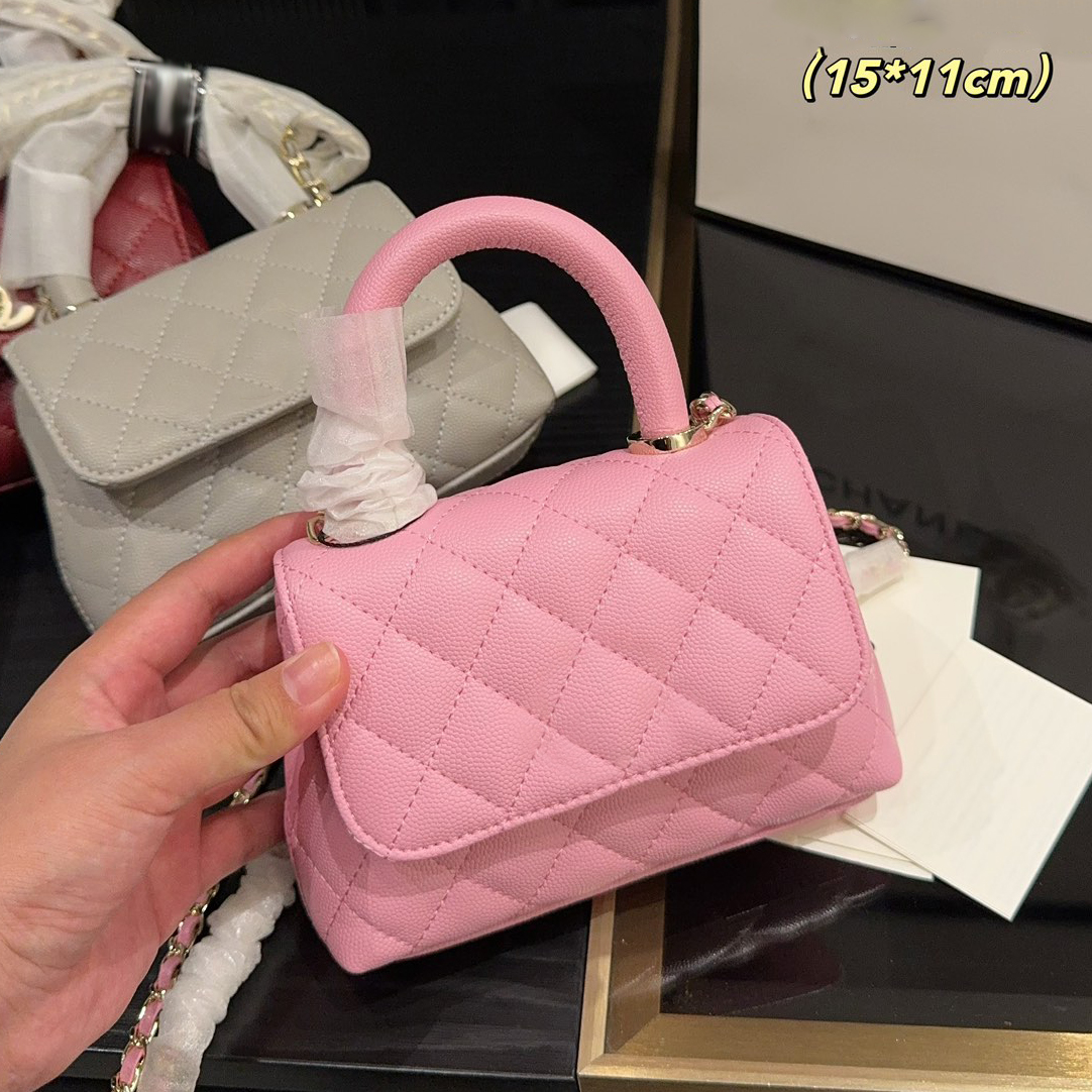 Mini Co Luxury Handbag Makeup Bag Purse Designer Women Shoulder Bag 15cm Leather Ringer Flap Gold Hardware Metal Buckle Matelasse Chain Crossbody Bag Dinner Sacoche