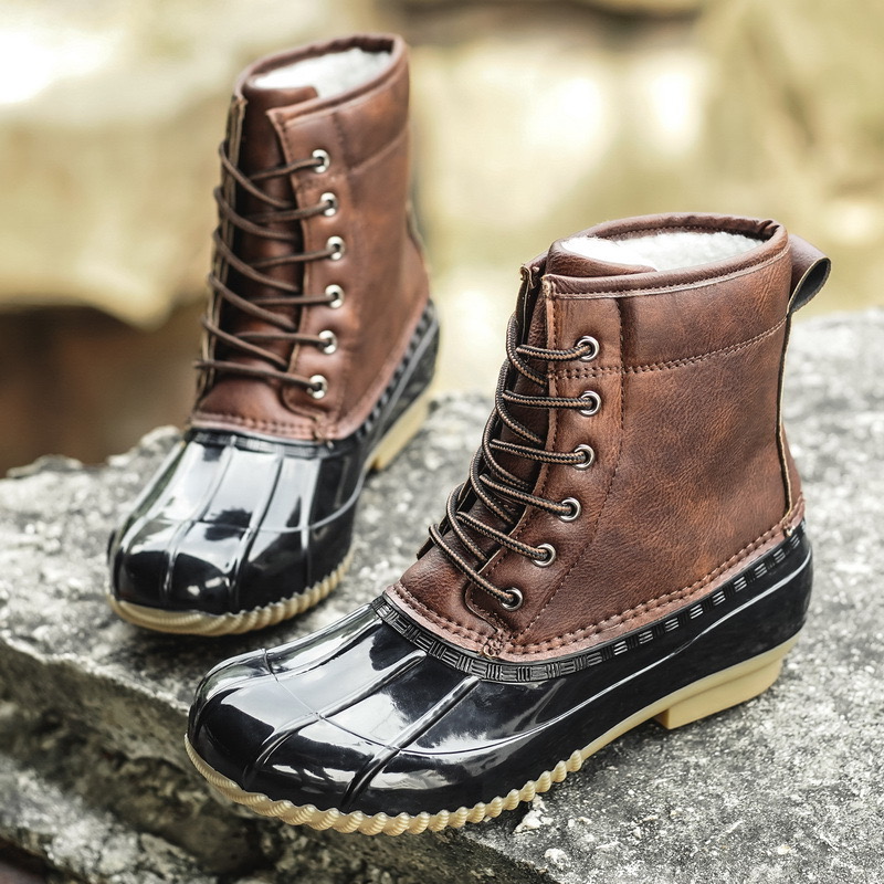 Designer Brand Women Boots Waterproof Rain Shoes Lace-up Snake Pattern Rubber Rainboots for Woman New Winter Boot
