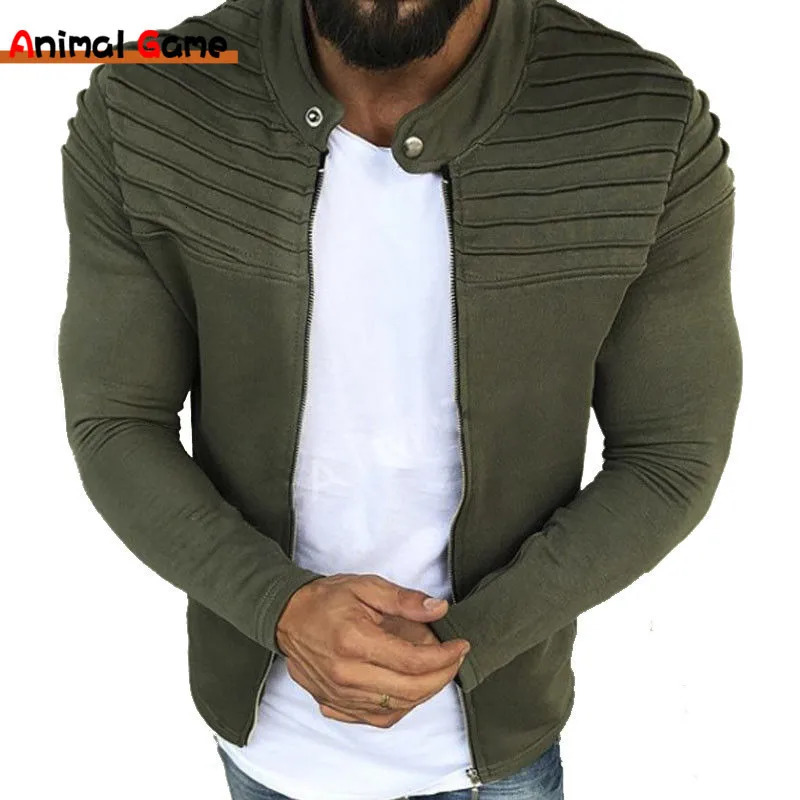 Mens Collar Jackets Black Lightweight Sweatshirts Full Zip Up Neck Long Sleeve Tops with Pocket Autumn Winter Outwear Jacket 241024