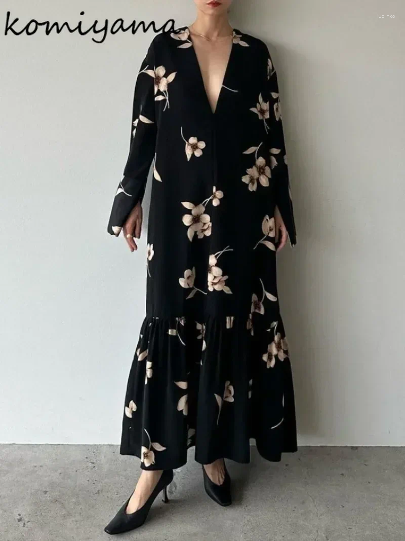 Casual Dresses Fminino 2 Ways Wear Vestido Florwer Print Vestidos Mujer Long Sleeve Dress Japanese Vintage Ropa Spring Women
