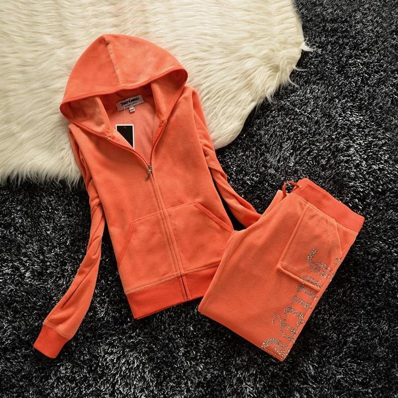 Women's Tracksuit - Comfortable Velour Two-Piece Suit, Soft Spring/Autumn Sportswear Set, Available in Sizes S-3XL C260312