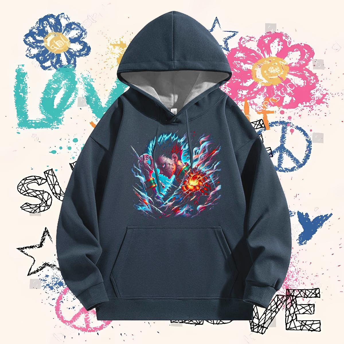 Customized Men Sweatshirt hoodie Breathable Hooded Collar Cool Design Mens Hoodie Anime Print Pullover Hoodie Y2K Cotton 350g