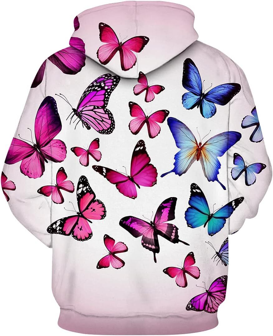 Hoodie for Mens Womens Womens Novelty Graphic Pullover Colorful Butterfly Casual Hoodies Creative fashion Graphic Hoodies sweatshirt Pullover Long Sle