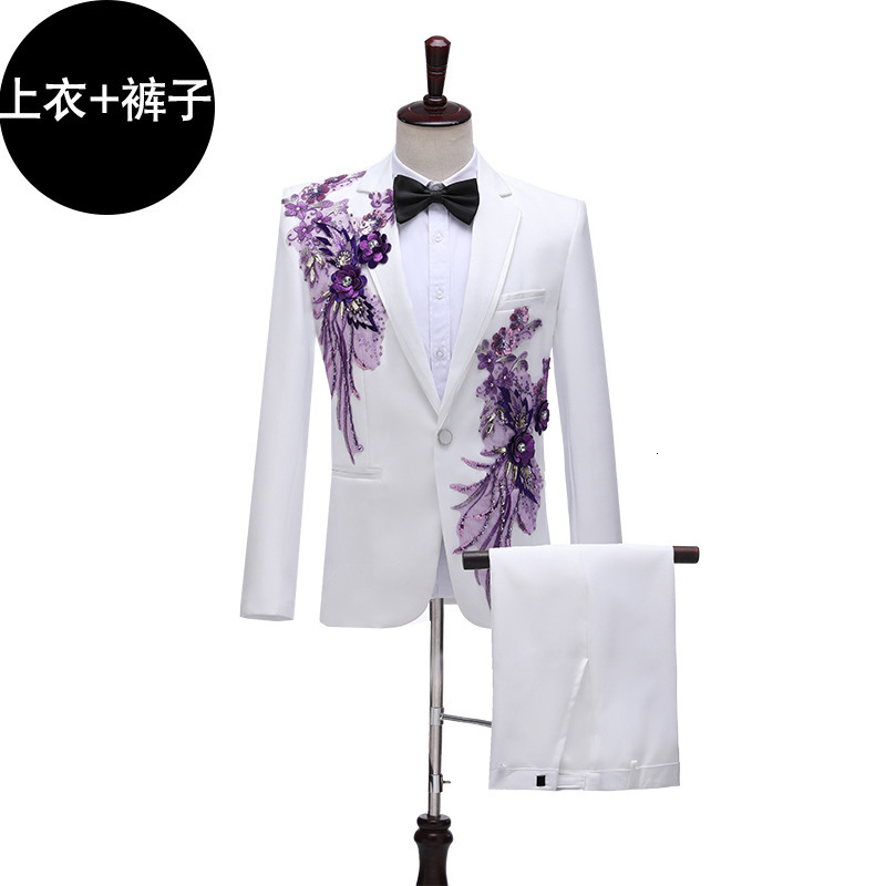 Men s Suits Blazers G N Series Men Blazer Beautiful Lilac Purple Floral Pattern Tuxedos 3 Pieces Formal Party Costume Homme Slim Fit 231114