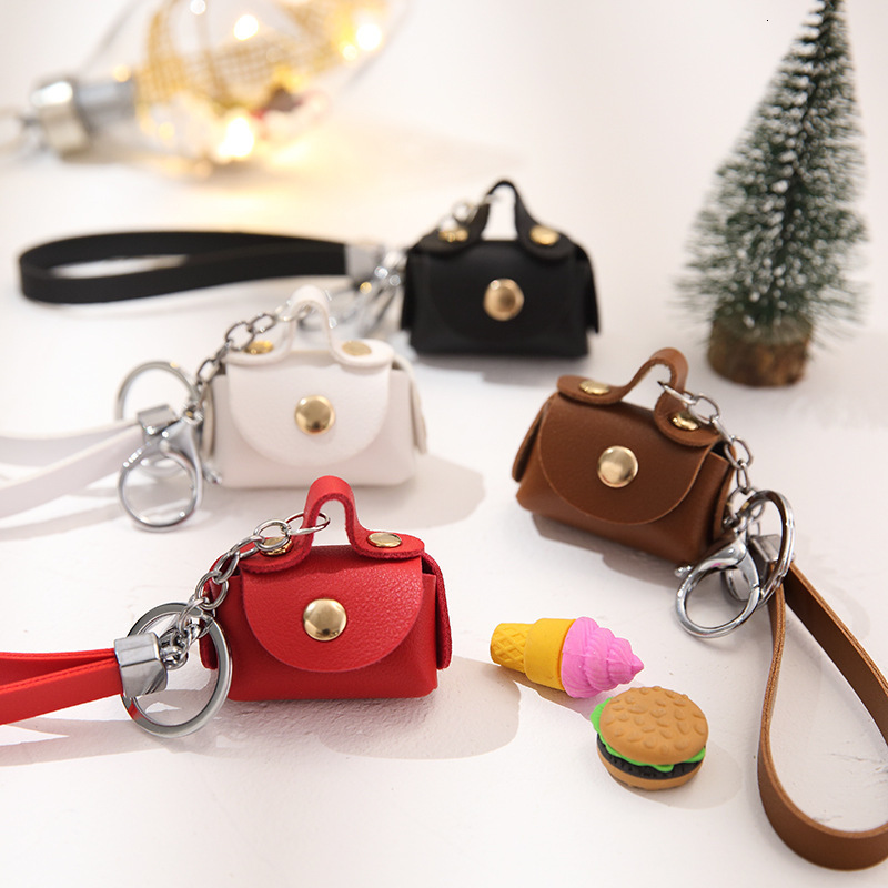 1PC Handmade Tiny PU Leather Handbag Decoration Bag Earphone Case Trendy Key Charm Miniature Purse Mini Pendant 240723 zhanyishengli