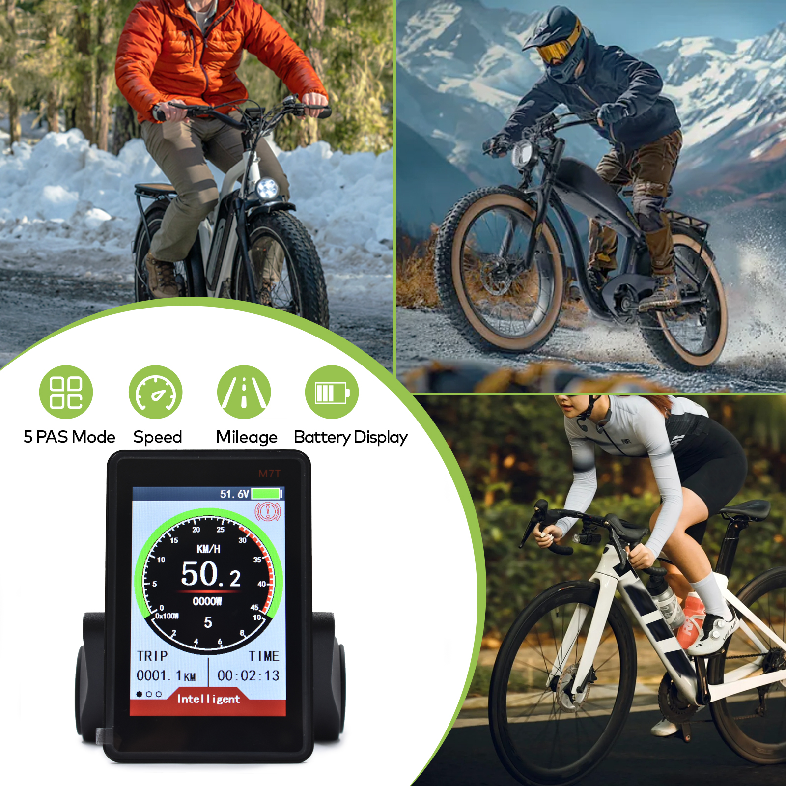 M7T Electric Bike Display & Cycling Computer Combo - Robust Design for Professionals