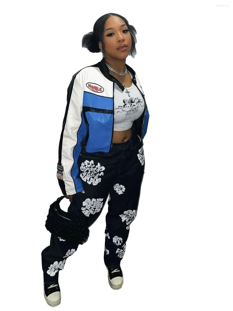 Women's Jeans s Flower Print Jean Pants Oversized Streetwear Straight Casual Men And Women Denim Trousers Z260313