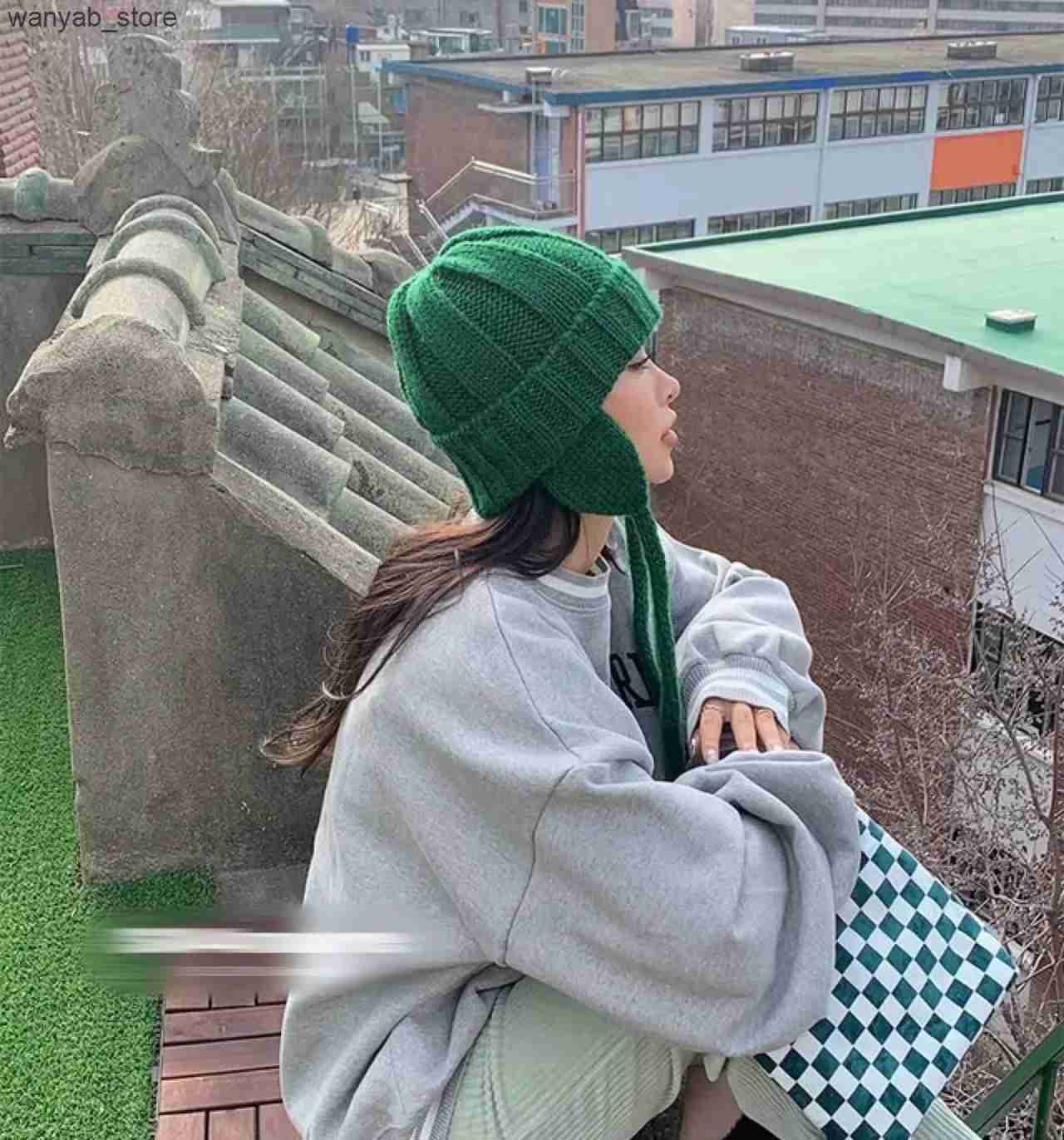 Wide Brim Hats Bucket Hats New 2023 Fashion Knitted Trapper Hat for Women Men Winter Knit Earflap Beanie Woman Crochet Russian Bomber Hats Bonnet Kpop