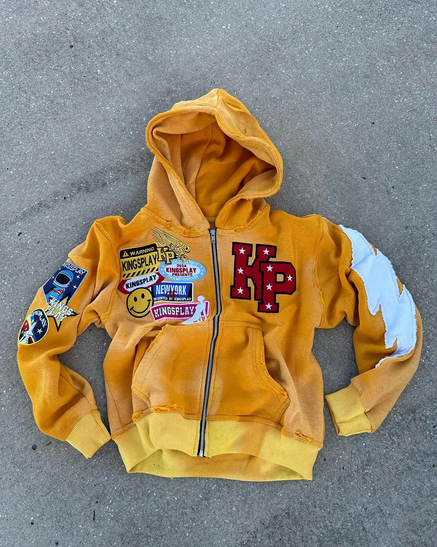 Y2k Fashion Retro Punk Trendy Zipper Hoodie Mens American Street Harajuku Hip hop Letter Embroidered Oversized Sweatshirt 241031