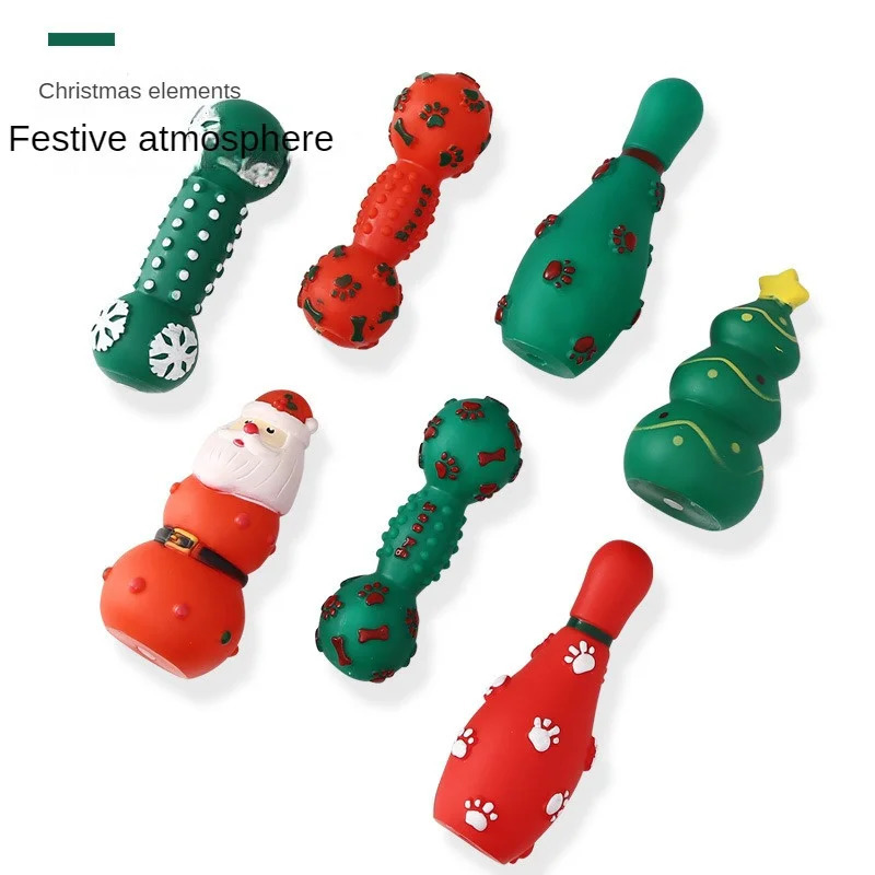 5PCS Christmas Dog Toys Very Suitable For Grinding Teeth Vinyl Sound Toy Comfortable Rubber Pet Supplies Durable 241028