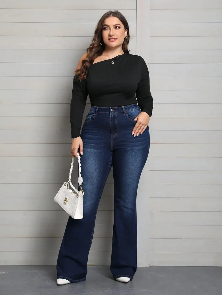 Womens Plus Size Jeans Casual Blue Denim Vintage Y2K Denim Trousers Pants for Female 2024 241031