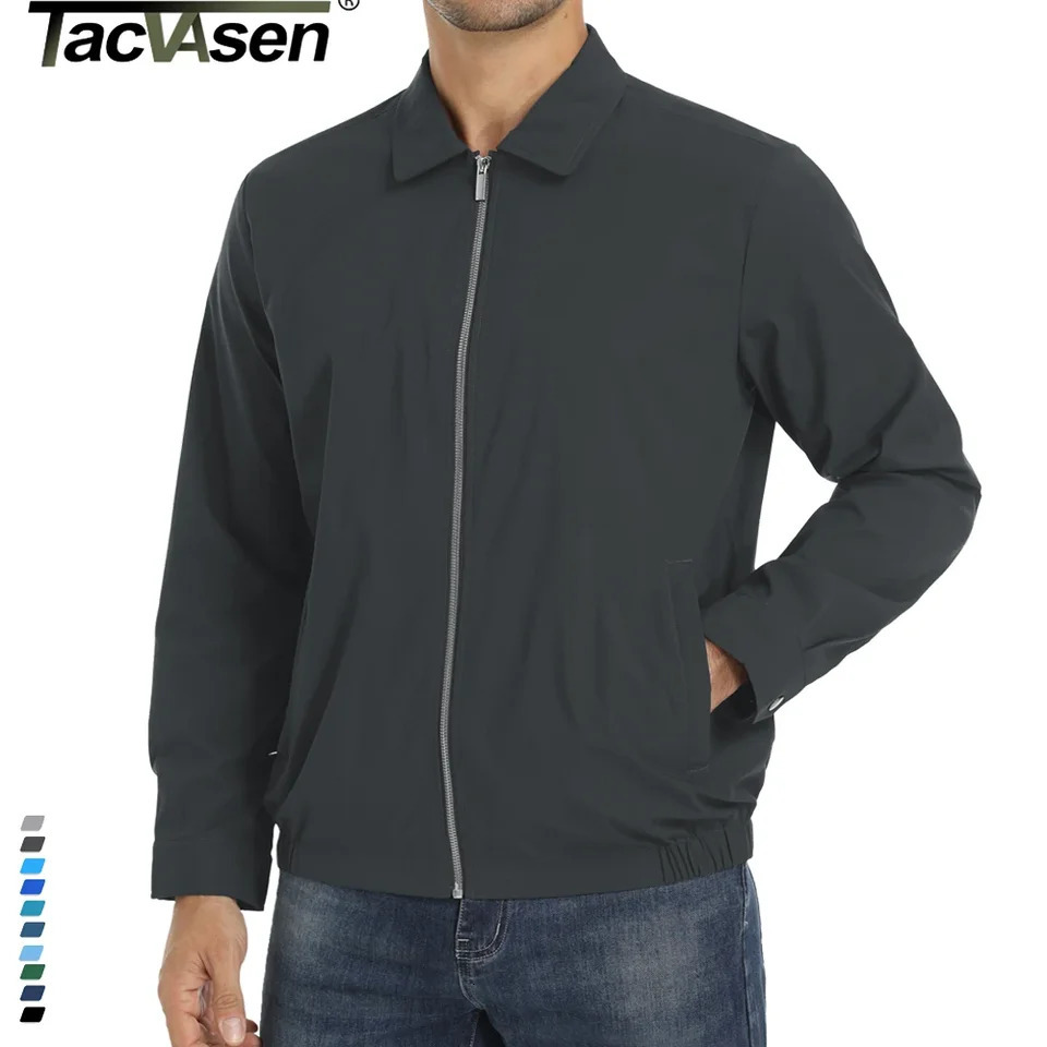 TACVASEN Lightweight WaterResistance Full Zip Jackets Mens Baseball Bomber Workout Fitness Casual Coats Sports Outwear 241024