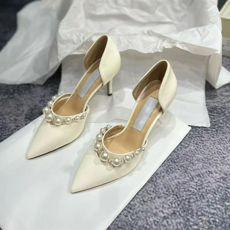 Designer Dress Shoes For Women Averly Mesh Fascinator Bows Slik Pumps London Bing Sandals Womens High Heels Pearl Mules Crystal Strap Luxury Wedding Shoes Size 35-40