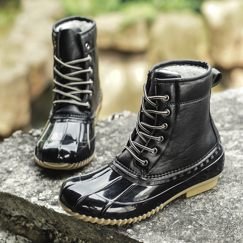 Designer Brand Women Boots Waterproof Rain Shoes Lace-up Snake Pattern Rubber Rainboots for Woman New Winter Boot
