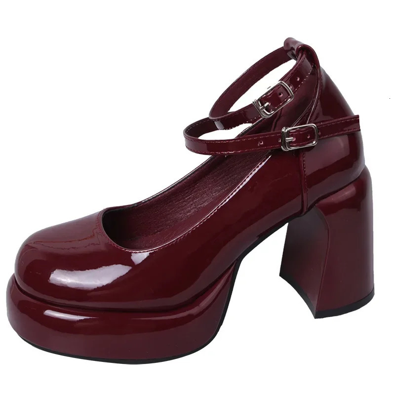 er Platform Women Mary Jane Shoes Fashion Elegant Double Buckle Thick Heel Shoes Ladies Dress Pumps High Heel Party Shoes 241031