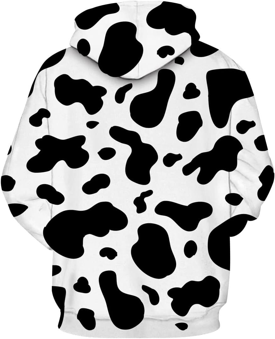 Hoodie for Mens Womens Unisex Novelty Hooded Sweatshirt 3D Cow Print Funny Hoodie Pullover Graphic Hoodies Creative fashion sweatshirt Pullover Long S