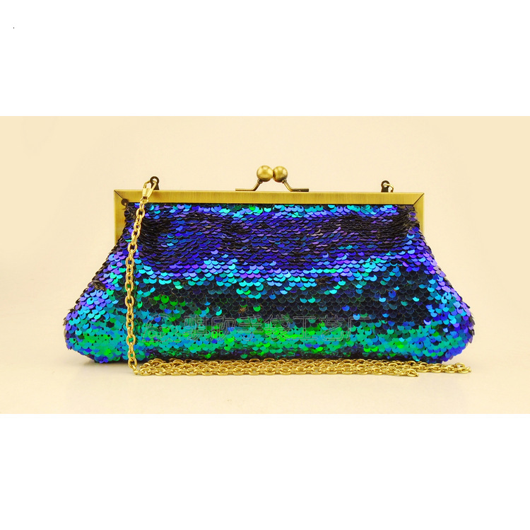 New Mermaid Colorful Sparkling Mouth Gold Banquet Handbag Cheongsam Bag