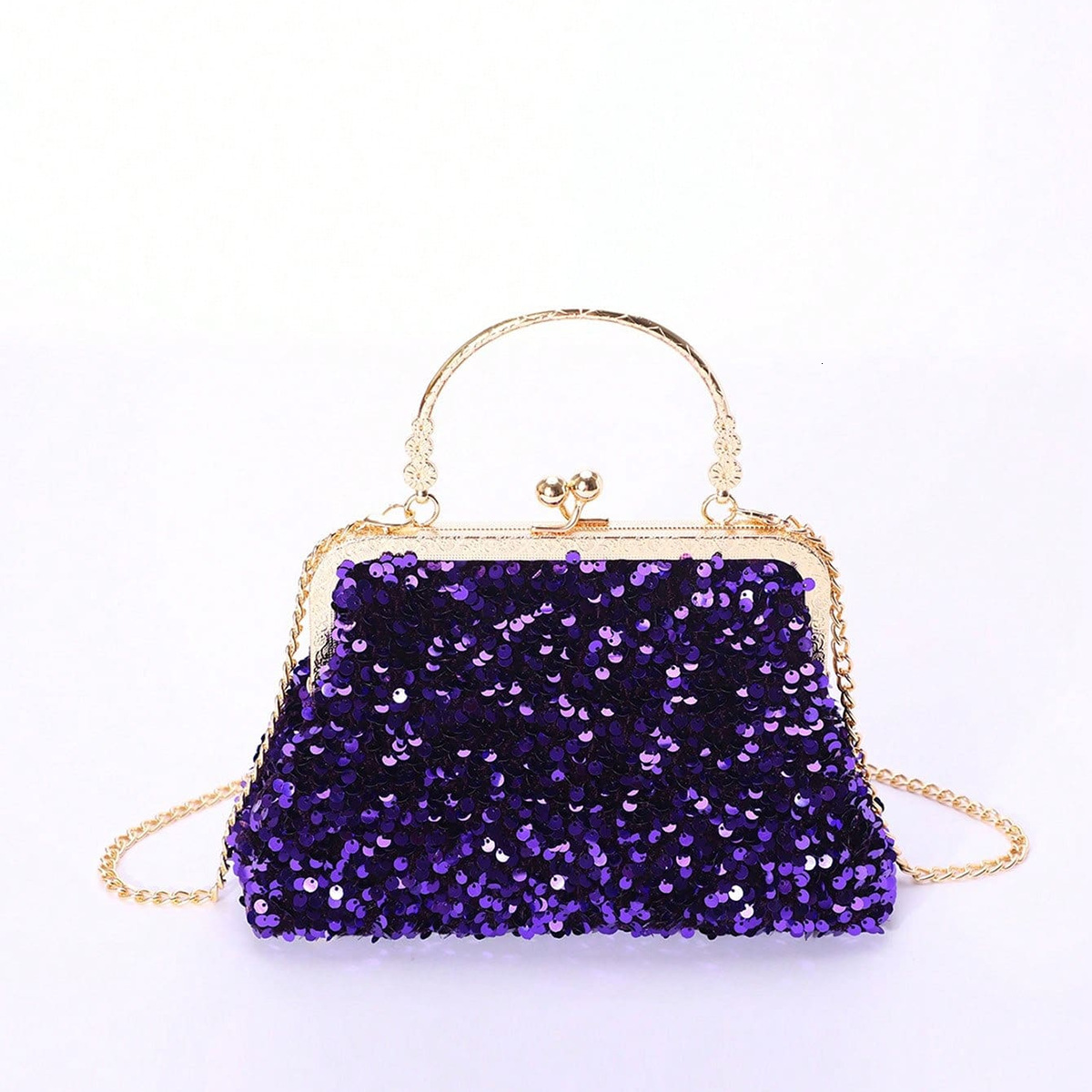 Bugbug new shiny sequin shell clip social socialite style banquet handbag dinner bag