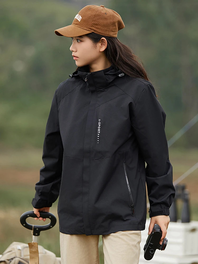 Spring Autumn Casual Jacket MenWomen Outdoor Waterproof and Windproof Hooded Windbreaker Coats 241024
