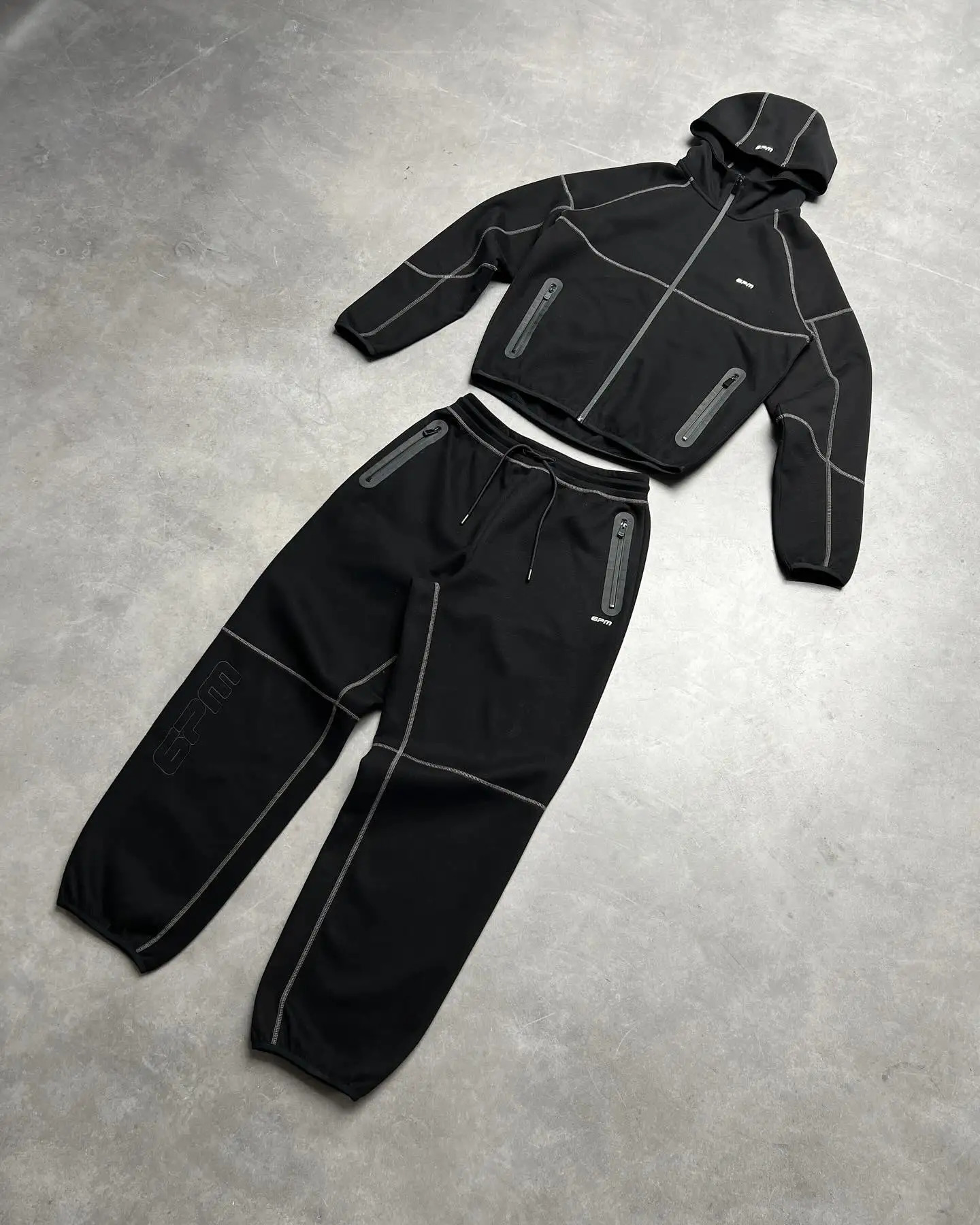 Streetwear Zip Up Hoodie Sweatpants Two Piece Set Y2K Clothes Mens Sportswear Hip Hop Oversized Sweatshirt Casual Pants 241031