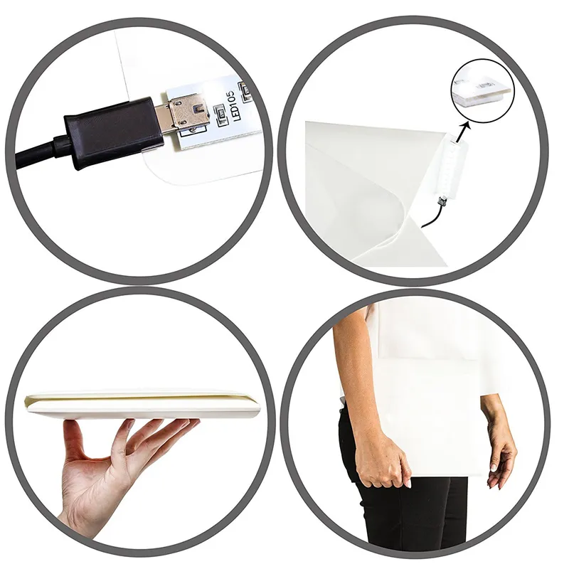 Portable Folding Lightbox Photography Table Top Light Including White Black Background USB Cable Power for Photo Background LL
