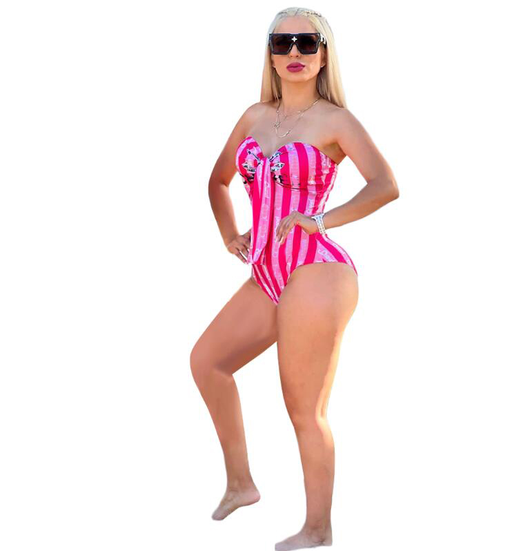 Brand Designer Women's Swimwear Summer Women Print Pink Black Capes Sexy Fashion Bathing Swimsuits Bikini Femme Swimming Two-Piece Sets Beachwear