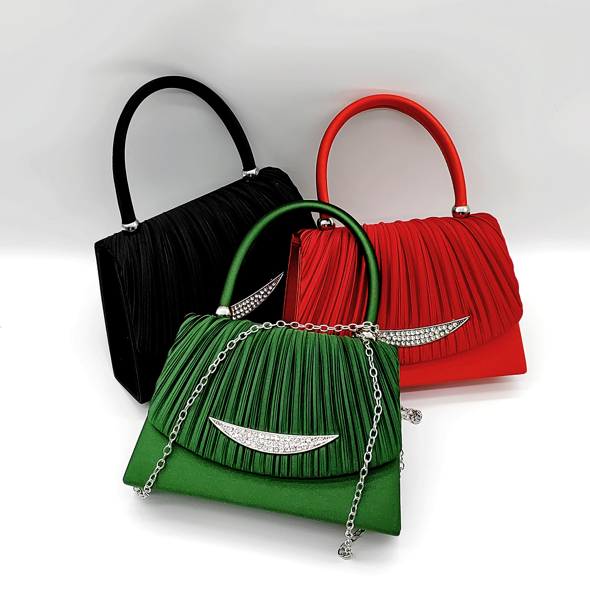 New simulation silk folding handbag for women's high-end crossbody dinner wedding bride bag, socialite bag