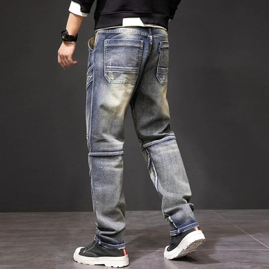 2024 Autumn and Winter Jeans Fashion Street Jeans Mens Retro Punk Jeans Large Size 42 44 241031
