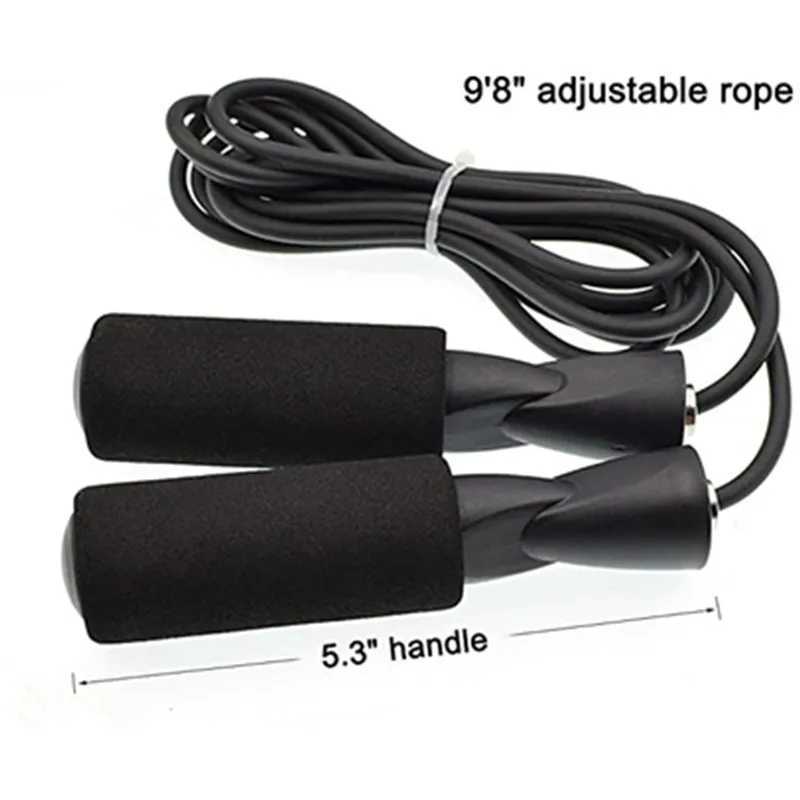 Bearing ski rope adjustable MMA boxing ski sport jump rope fitness equipment with thick anti slip foam blackW241101