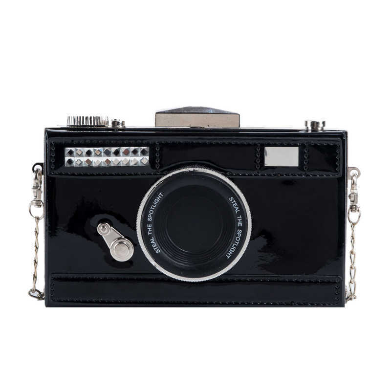 CMM Camera Bag New Korean Version Fashion Personality Patent Leather Shiny Surface Single Shoulder Crossbody Box Bag for Women