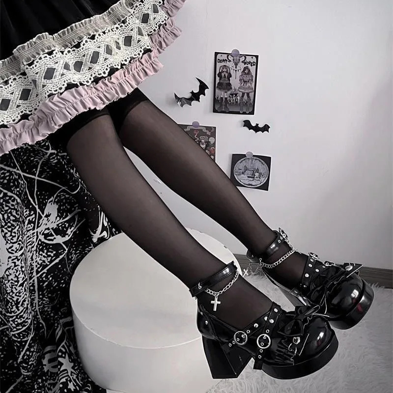 Spring Women Pumps Lolita Mary Jane Platform y High Heel Ladies Sandals Female Sweet Bowknot Round Toe Ankle Straps Shoes 240320
