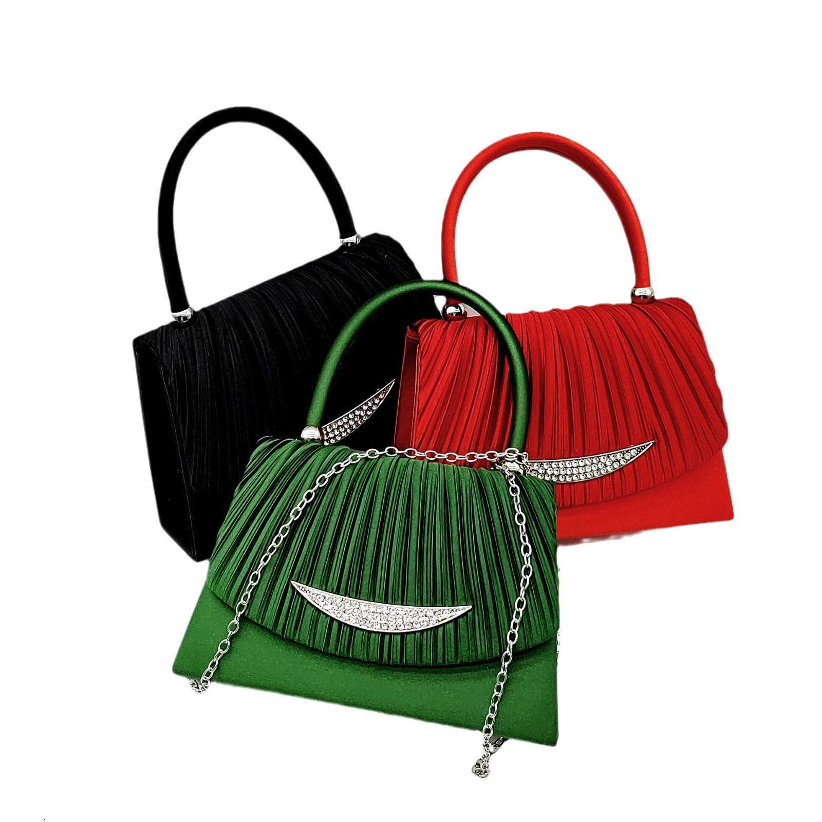 New simulation silk folding handbag for women's high-end crossbody dinner wedding bride bag, socialite bag