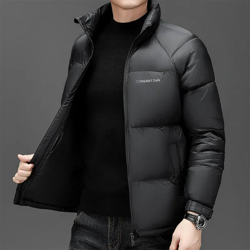 Light Mens Winter Jacket Business Fashion Waterproof Warm Down Casual Thickened Lightweight Short Coat 241024