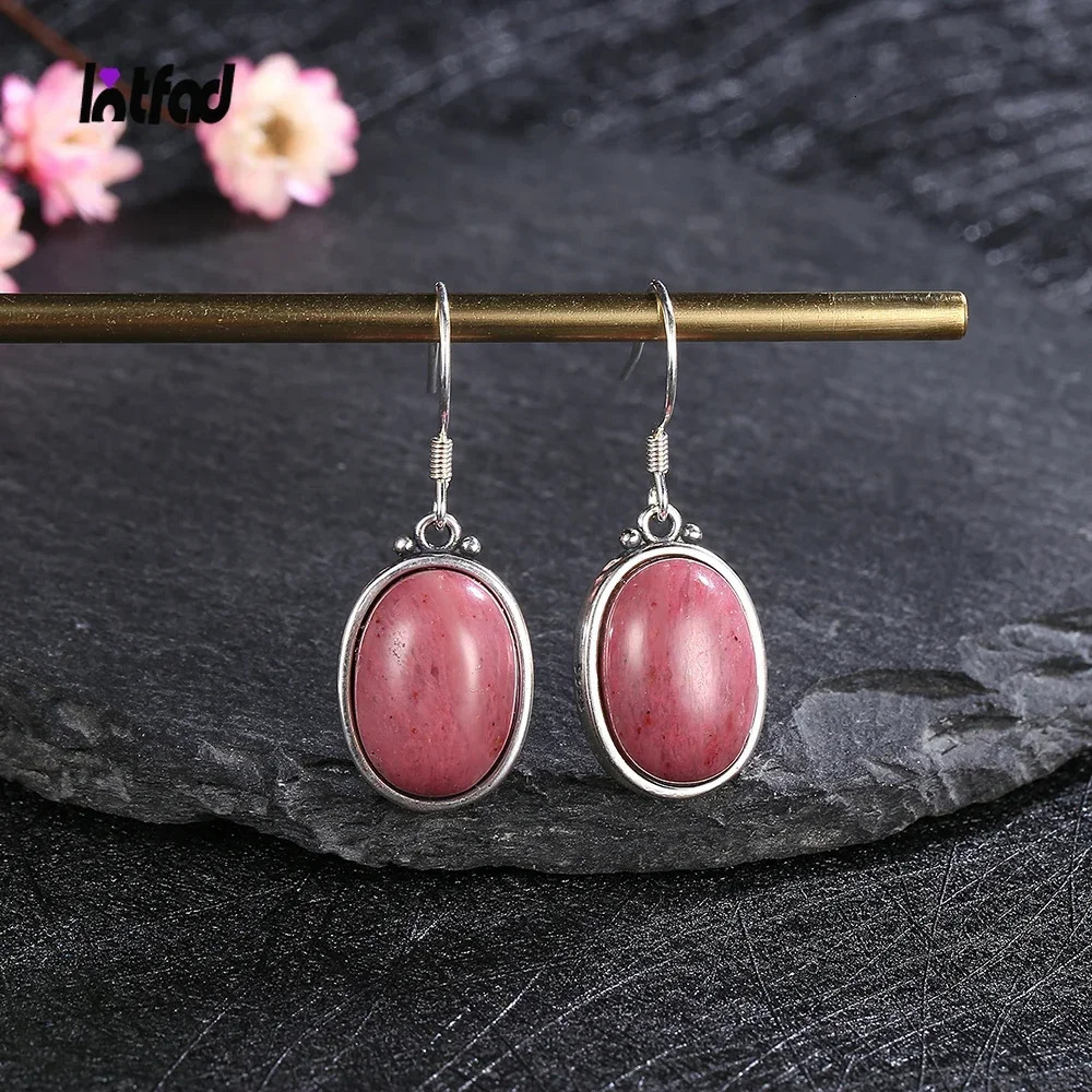 925 sterling silver earrings 10 * 14MM large oval natural tiger eye Labrador elegant and simple pendant engagement gift jewelry 241031