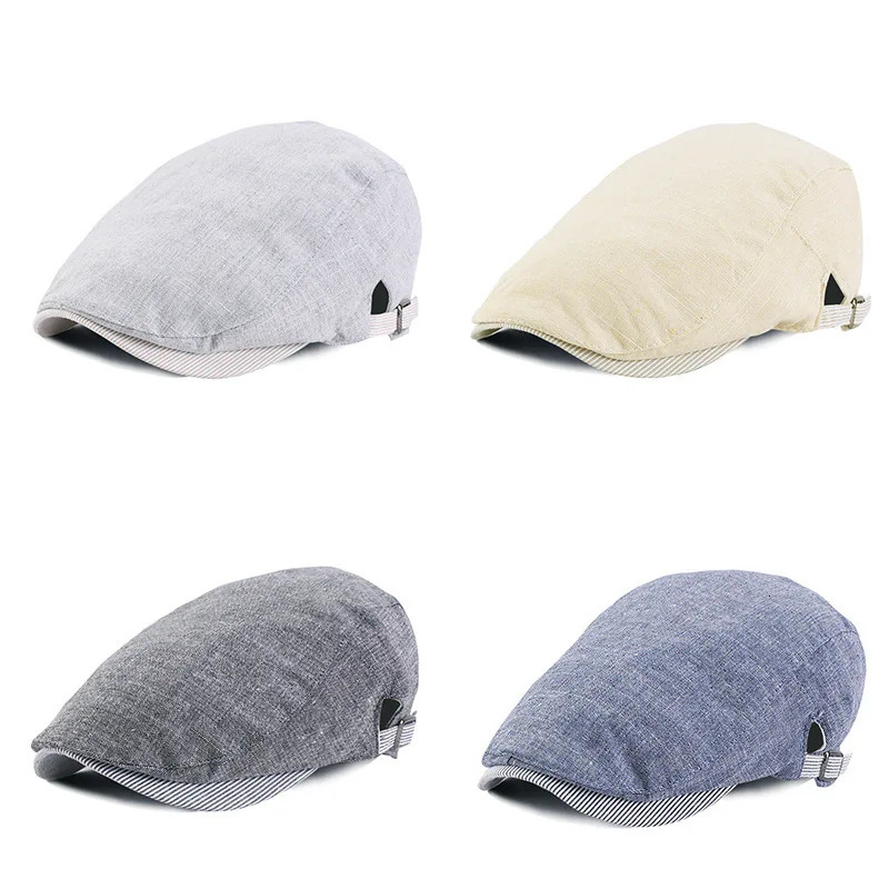 SpringSummer Breathable Lightweight Double Button Adjustable Beret ed cap Painter Hat 241031