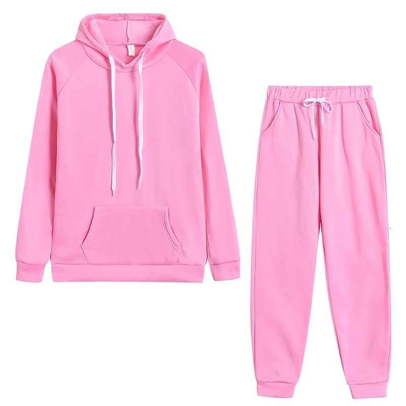 Autumn Womens Fleece Tracksuit 2 Pieces Set Pullover HoodiesPants Sport Suit Female Winter Warm Sweatshirt for Woman 241029