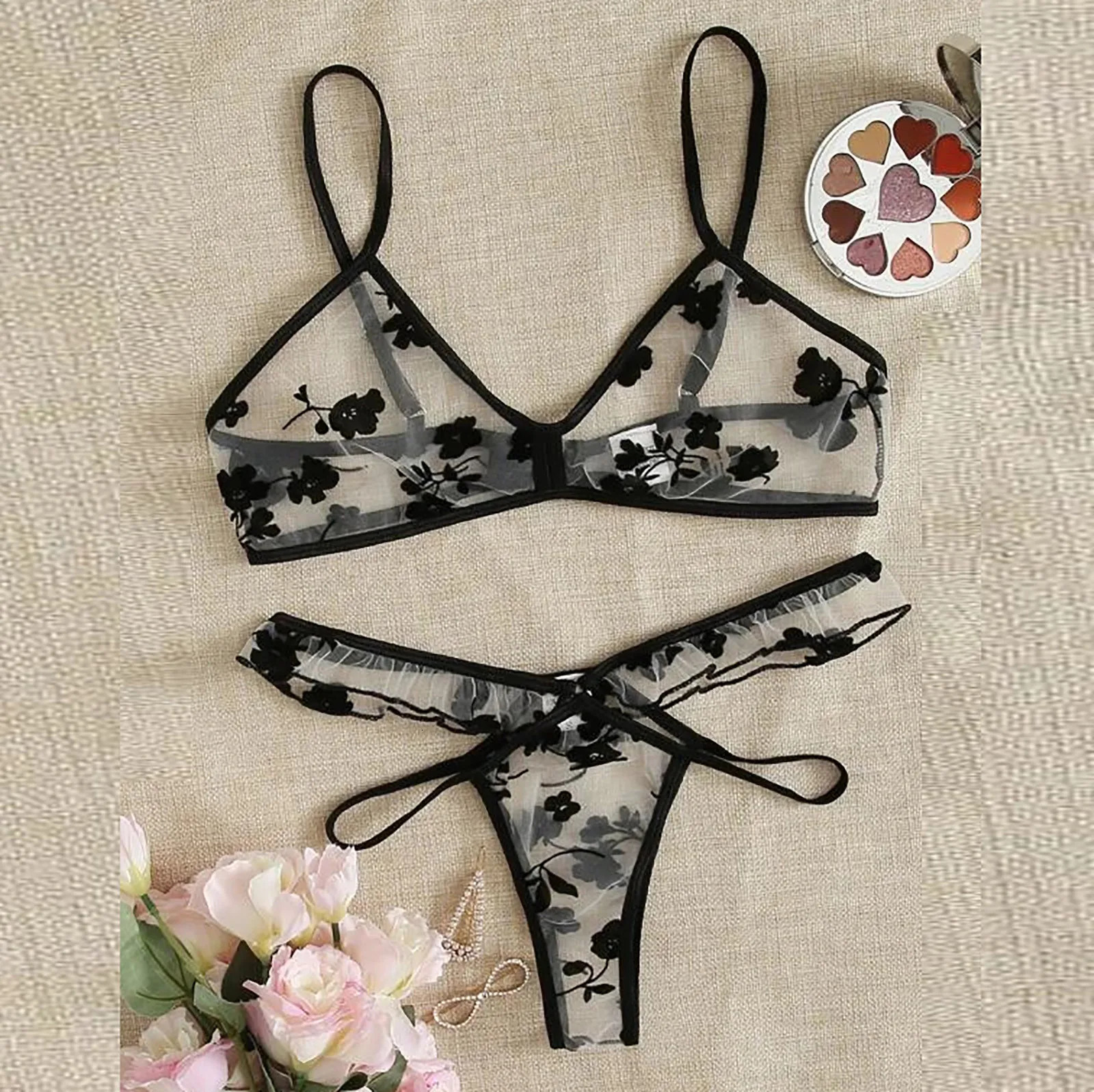 Two-Piece Women Sexy Lingerie Set Corset Lace Racy Muslin Sleepwear Underwear TopsBriefs Lenceria Sensual Mujer Costume Women 241031