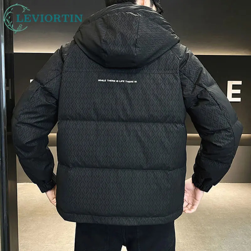 Fashion Vintage Down Jacket For Men Fall Winter Warm Parka Coats Male Lightweight Stand Up White Duck Hooded Puffer 241024