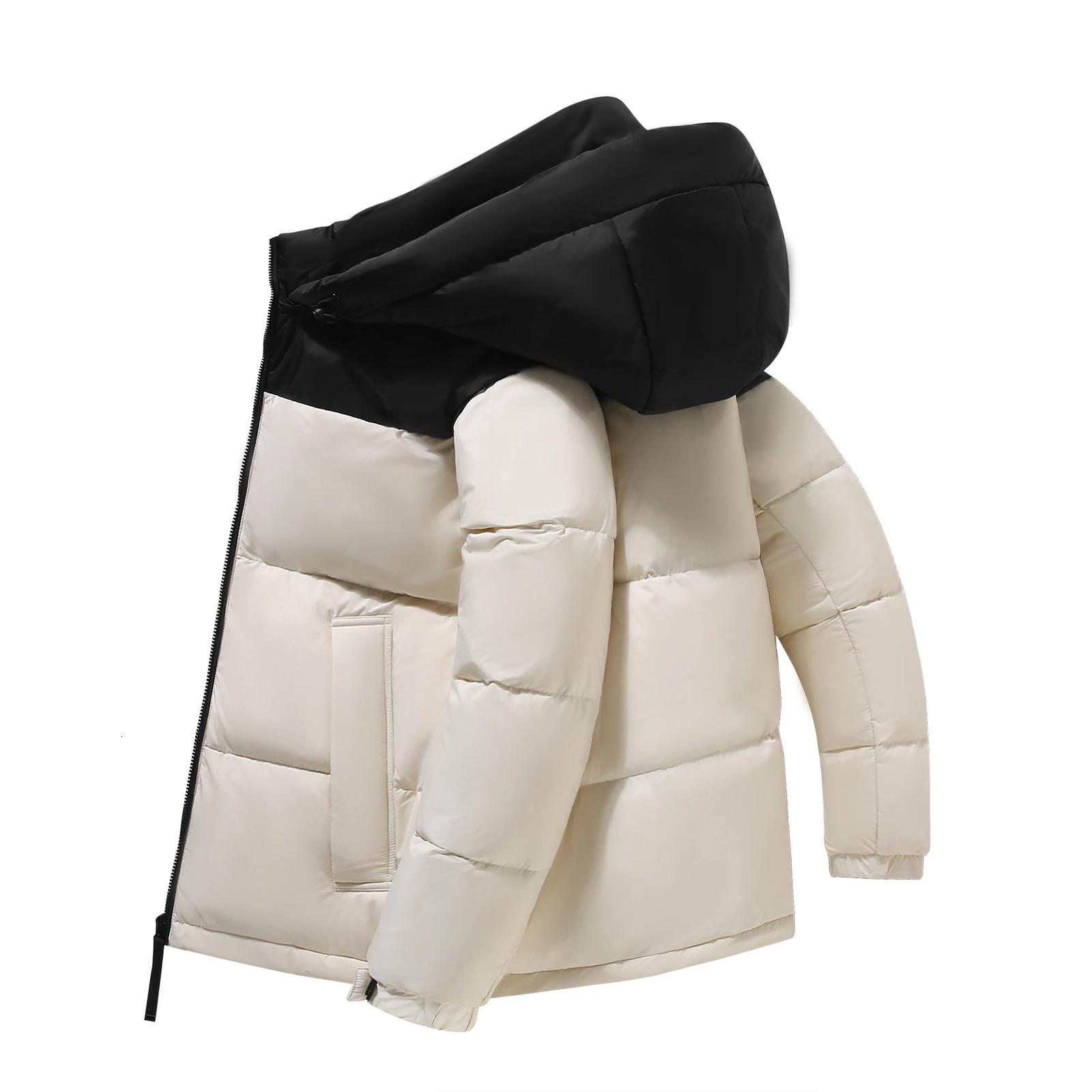 Winter Mens Down Jacket Hooded Casual Short Splicing Thick White Duck Warm Coat Trendy Male Ski Lightweight 241024